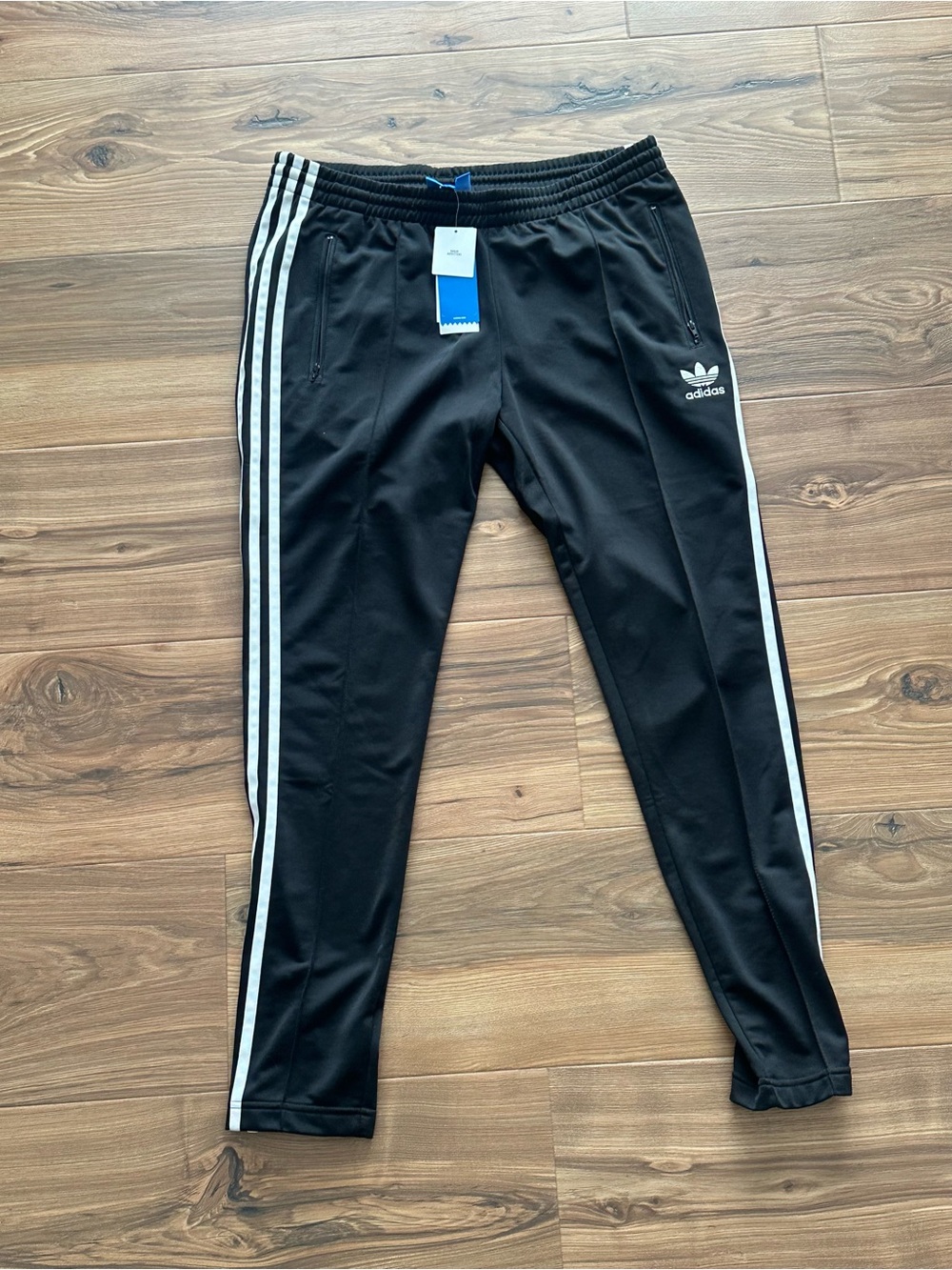 adidas Black Track Pants with White Three-Stripes